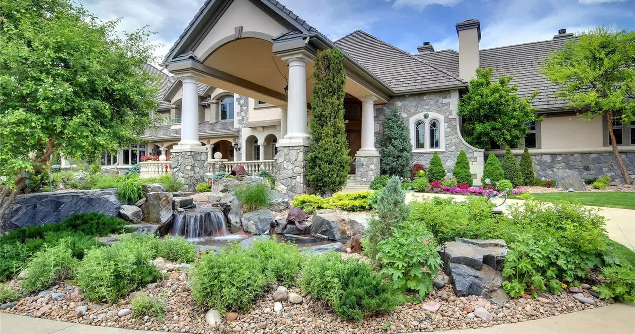A Cherry Creek Denver street with luxury townhomes
