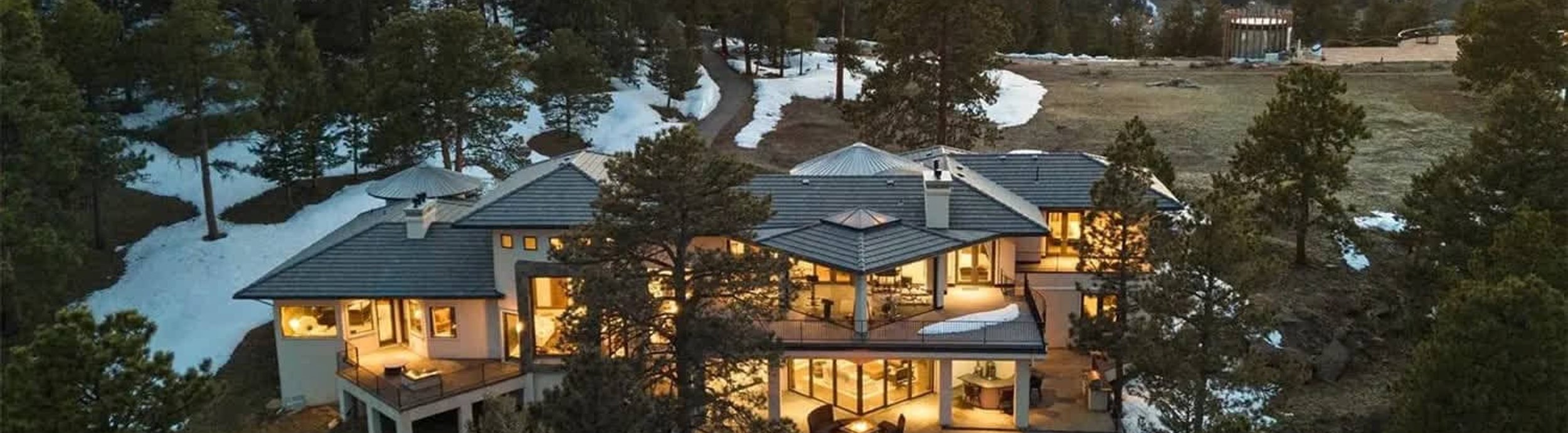 Denver Colorado luxury home at dusk