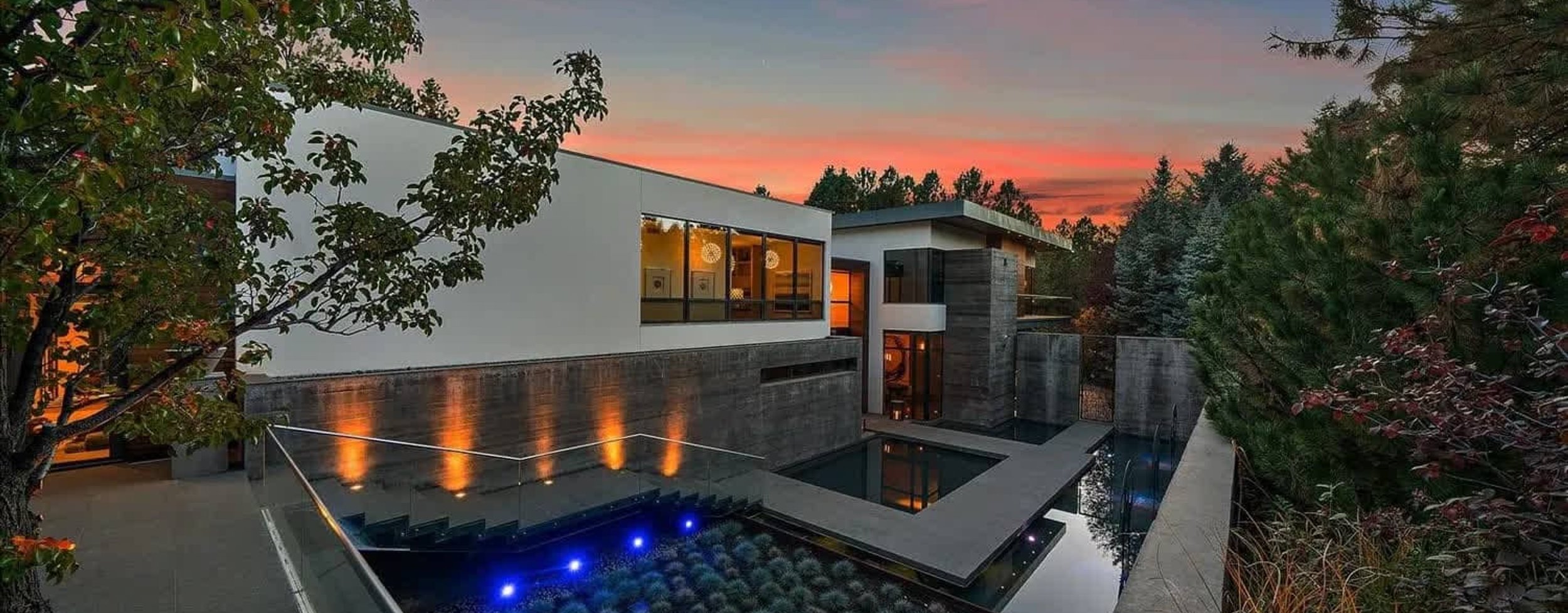 Luxury home exterior at dusk