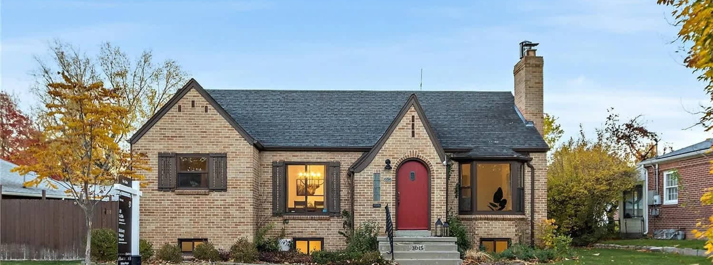 Denver luxury home exterior at sunset